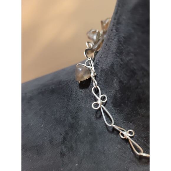 Women's Frosted Chunky Bead Choker Necklace with Handmade Wire Hook Lock - Picture 5 of 6